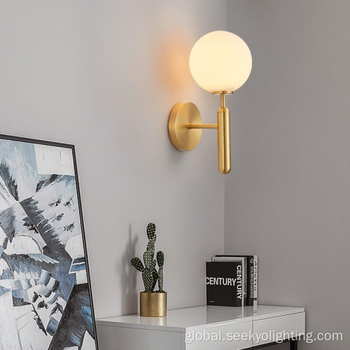 Wall Hanging Lights Sleek design opal glass copper wall lamp Manufactory